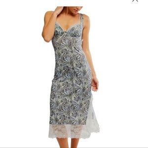 Free People Floral Lace Midi Dress in Blue and Green